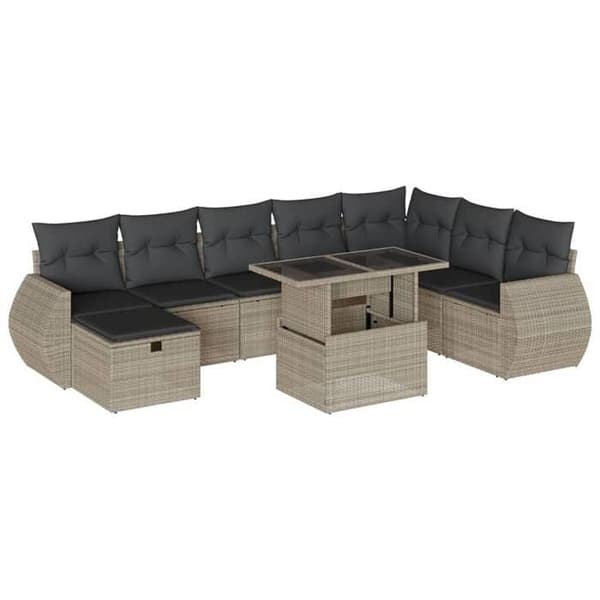 Havemøbler - MAISON EXCLUSIVE - Modulerbar - 9 dele - Flettet harpiksmateriale - Justerbart bordplade Ljusgrått
