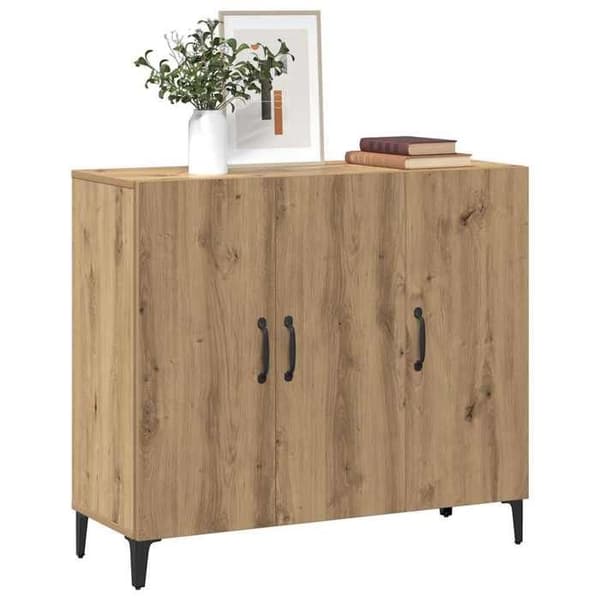 Maison Exclusive - Buffet i egetræ, håndlavet 90x34x80 cm, ingeniørtræ