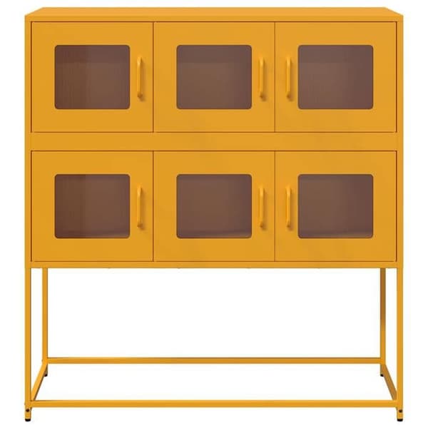 Maison Exclusive - Buffet gul sennep 100,5x39x107 cm koldvalset stål