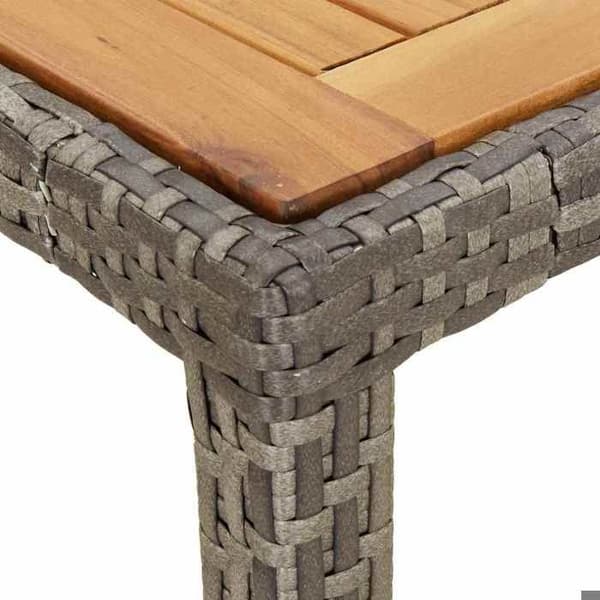 Trädgårdsbord - EXKLUSIV HEM - 150x90x75 cm - UV-beständig poly rattan - Pulverlackerad stålram - Rektangulär grå Grå