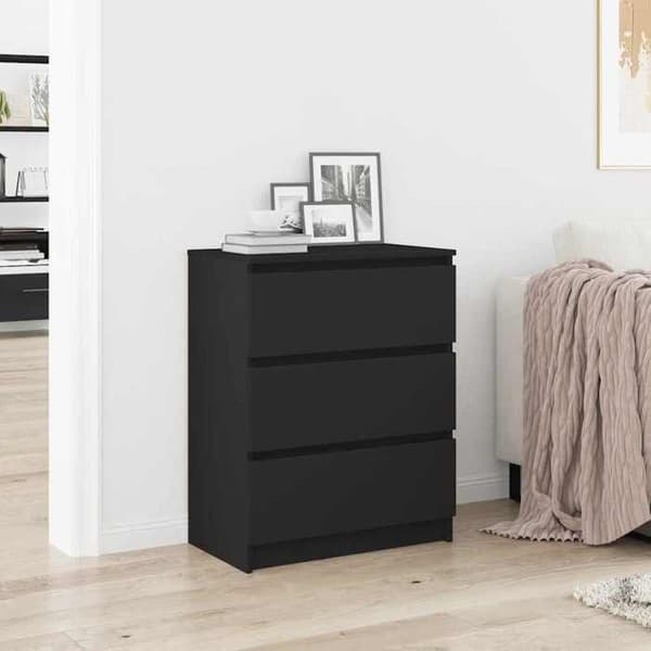 Buffet bas - EKSKLUSIVT HUS - 60 x 35 x 76 cm - Sort - Ingeniørtræ - 3 skuffer Svart