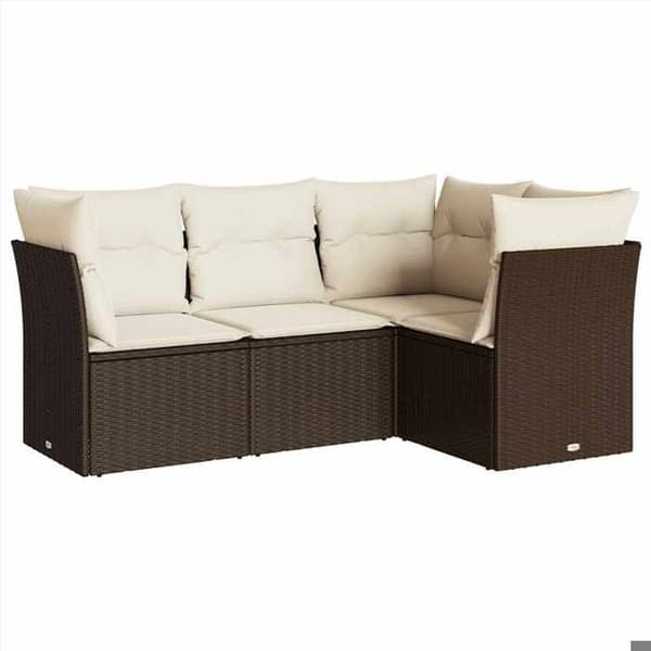 Maison Exclusive - Trädgårdsmöbler 4 delar med bruna kuddar i flätad resin