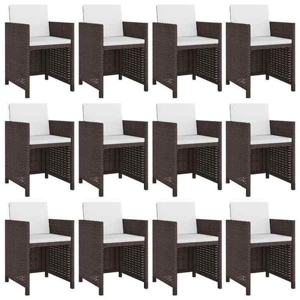 Maison Exclusive - Utomhusmatgrupp med kuddar 13 delar Flätad resin