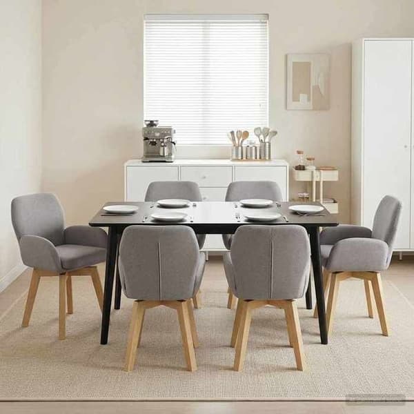 Maison Exclusive - Drejbare spisestuestole 6 stk Bouclé Lys grå
