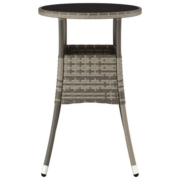 Maison Exclusive - Trädgårdsbord Ø60x75 cm Härdat glas/flätad resin Grå Grå