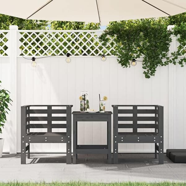 Maison Exclusive - Trädgårdsstolar set om 2 grå 61,5x53x71cm massiv furu