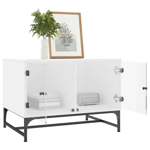 Bord - EKSKLUSIV HUS - 68,5×50×50 cm - Glasdøre - Spånplader - Stort opbevaringsrum Vit