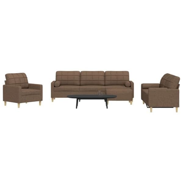 Sofa-sæt - MAISON EXCLUSIVE - 4 dele - Polyesterstof - Metalramme - Brun