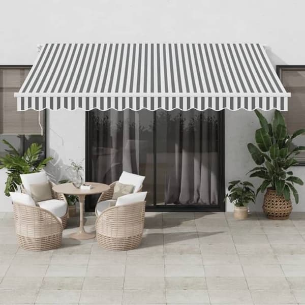 Maison Exclusive - Manuell infällbar markis antracit och vit 400x350 cm