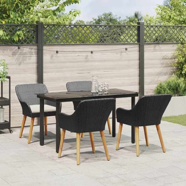 Maison Exclusive - 5 pc have spisebordssæt i sort polyrotin Svart