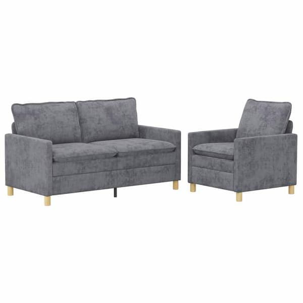 Divaani - MAISON EXCLUSIVE - 2-osainen setti - Vaaleanharmaa - Polyesteri - Vankka metallirunko Ljusgrått