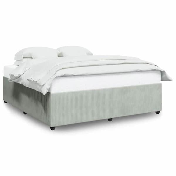 Sengestel - EKSKLUSIV HUS - 200 x 200 cm - Lys grå - Velour - Lamelseng ljusgrått