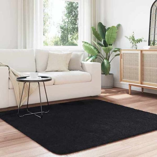 Tæppe - EKSKLUSIVT HUS - NAVARRA - Shaggy 160x160 cm - Sort - Antiskrid polyester Svart