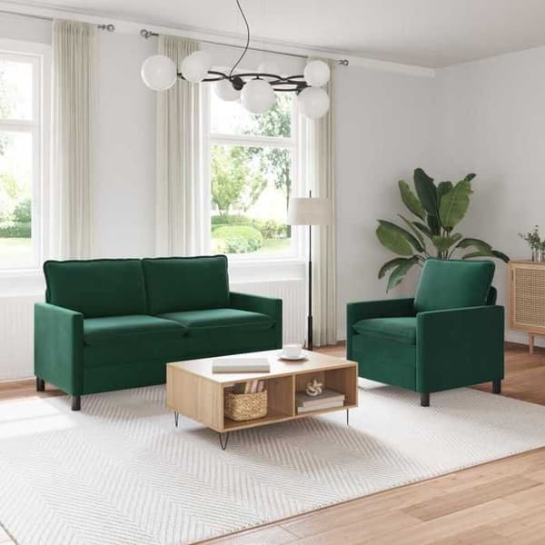 Maison Exclusive - 2 kpl sohvakokonaisuus tummanvihreä sametti