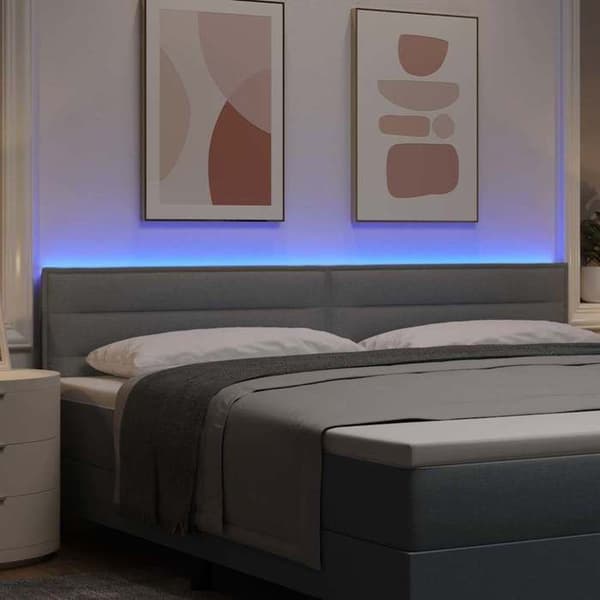 Maison Exclusive - LED-hovedgærde med LED-strips Lys grå 200 cm stof