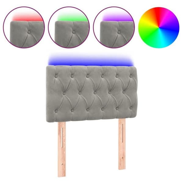 Maison Exclusive - LED Hovedgærde Lys Grå 80x7x78/88 cm Velour Ljusgrått
