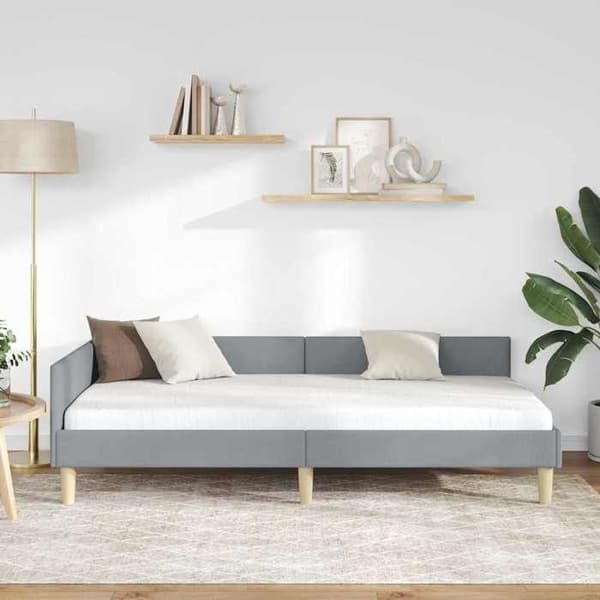 Maison Exclusive - Ljust grått hörnsängram 90 x 200 cm tyg