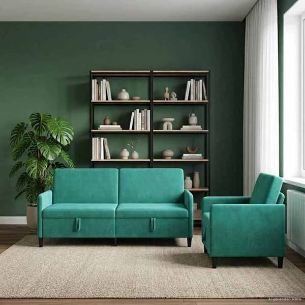 Maison Exclusive - Soffa med förvaring 2 st Turkos Polyester Turkos
