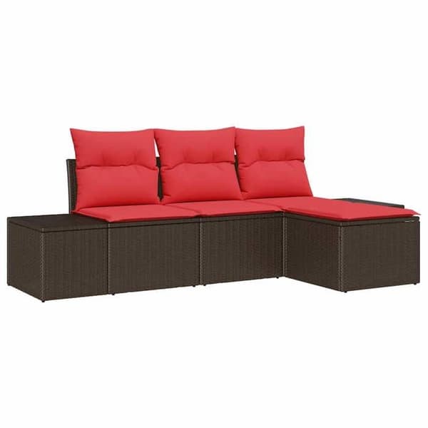 Maison Exclusive - 4-delars Soffgrupp Brun [Syntetisk]: Poly Rattan