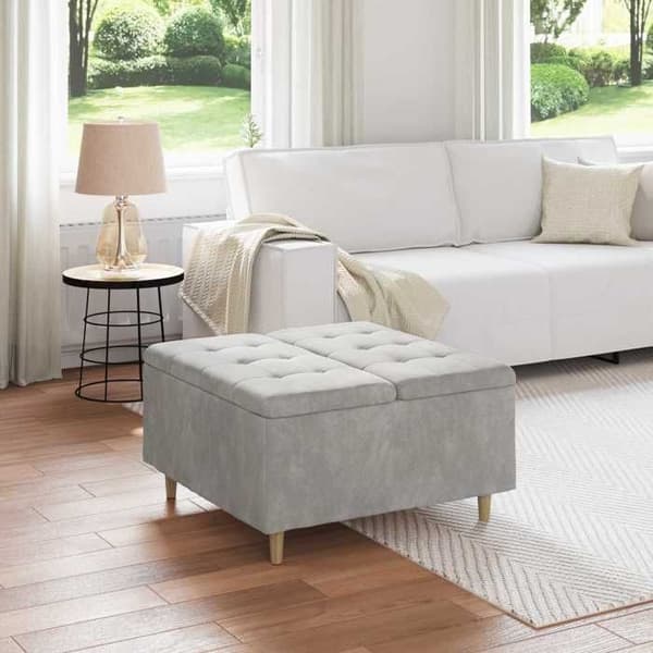Maison Exclusive - Ottoman med förvaring Ljusgrå 80 x 80 x 45 cm Sammet