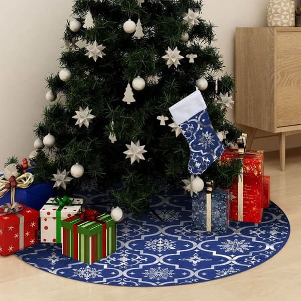 Maison Exclusive - Lyxig julgran kjol med strumpa Blå 150 cm Tyg Blå