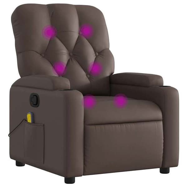 Maison Exclusive - Liggande massagefåtölj i brun konstläder