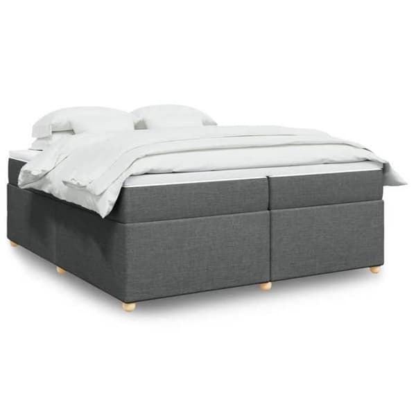 Maison Exclusive - Sengeramme med lameller og madras Mørkegrå 200x200cm Stof