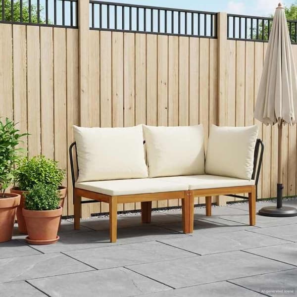 Maison Exclusive - 2 kpl Puutarhakalustesarja tyynyillä Luonnollinen