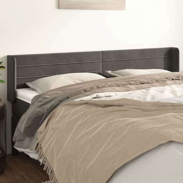 Maison Exclusive - Päätylevy korvilla Tummanharmaa 163x16x78/88 cm Sametti Mörkgrå