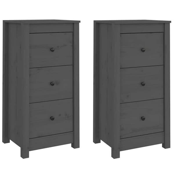 Maison Exclusive - Bufféer 2 st Grå 40x35x80 cm Massivt furu Grå
