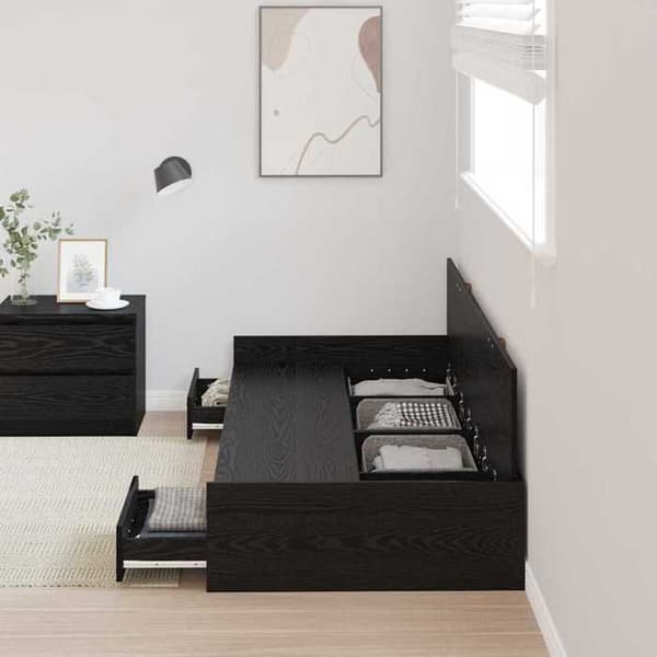 Maison Exclusive - Sengestel i sort eg 100 x 200 cm Ingeniørtræ
