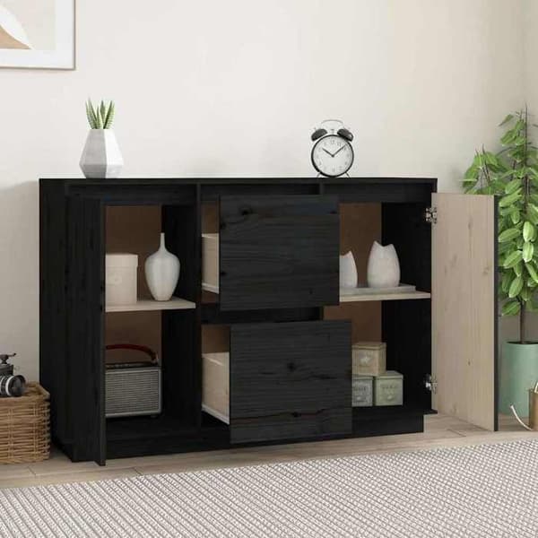 Maison Exclusive - Buffet Musta 111x34x75 cm Massiivipuu