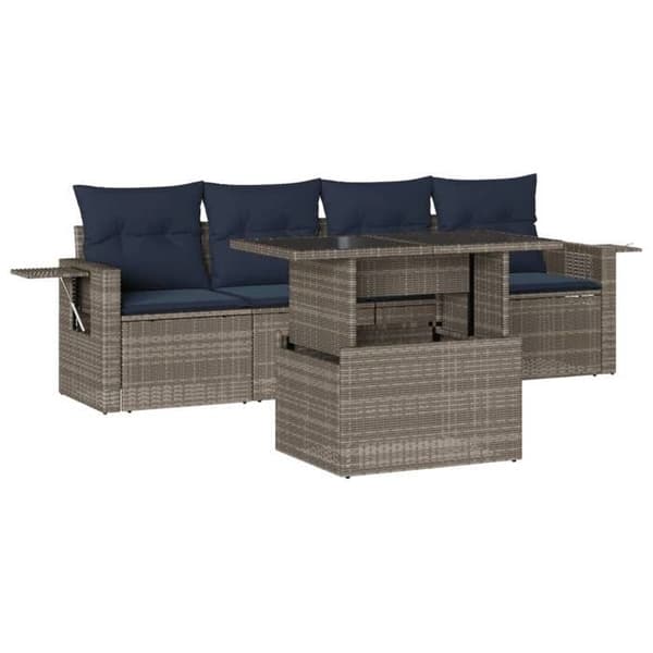 Havemøbel sæt - MAISON EXCLUSIVE - 5 dele - Grå - PE Rattan - Tykkede puder Grå