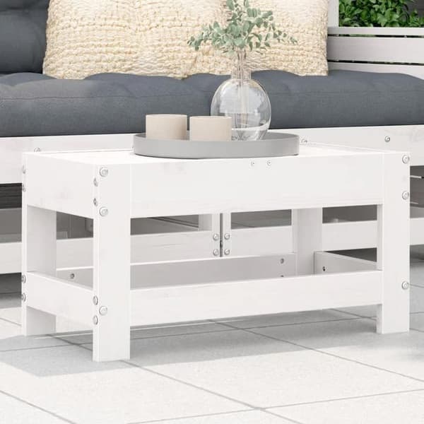 Maison Exclusive - Vit trädgårdsfotpall 62x30x32 cm av massivt furu Vit