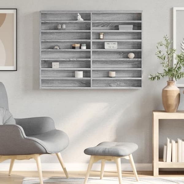 Maison Exclusive - Vitrineskab sonoma grå 100x8,5x75 cm ingeniørtræ Sonoma grå
