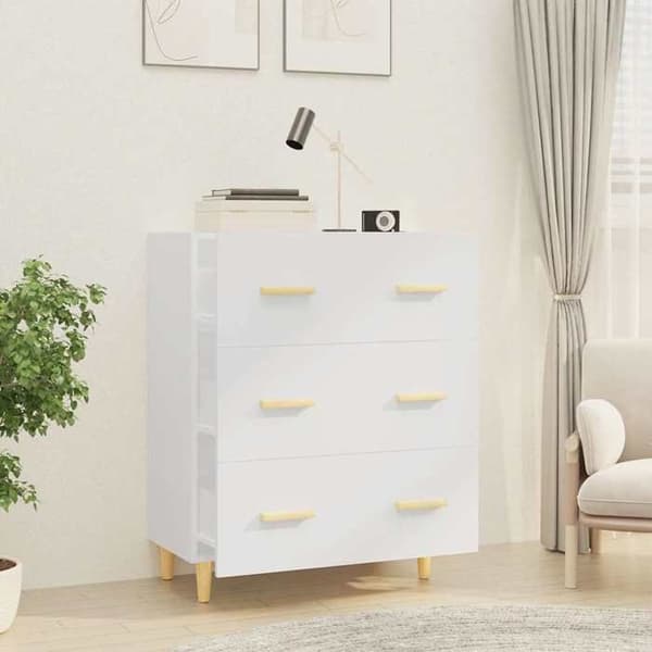 Maison Exclusive - Hvid Buffet 70x34x90 cm Ingeniørtræ