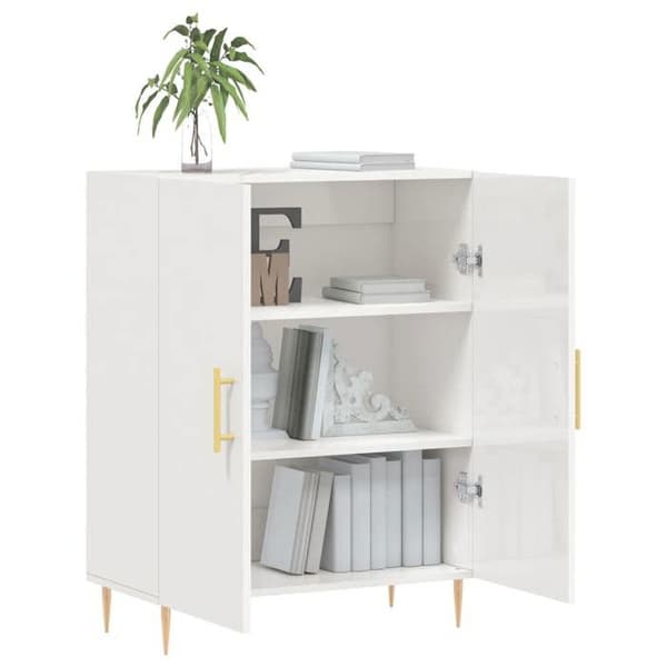Maison Exclusive - Hvid glans buffet 69,5x34x90 cm Ingeniørtræ