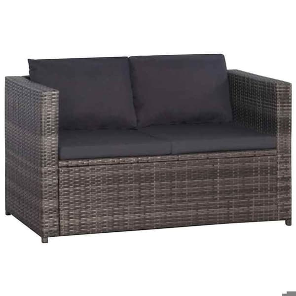 Maison Exclusive - Bistroset 3 delar med grå kuddar i flätad resin grå