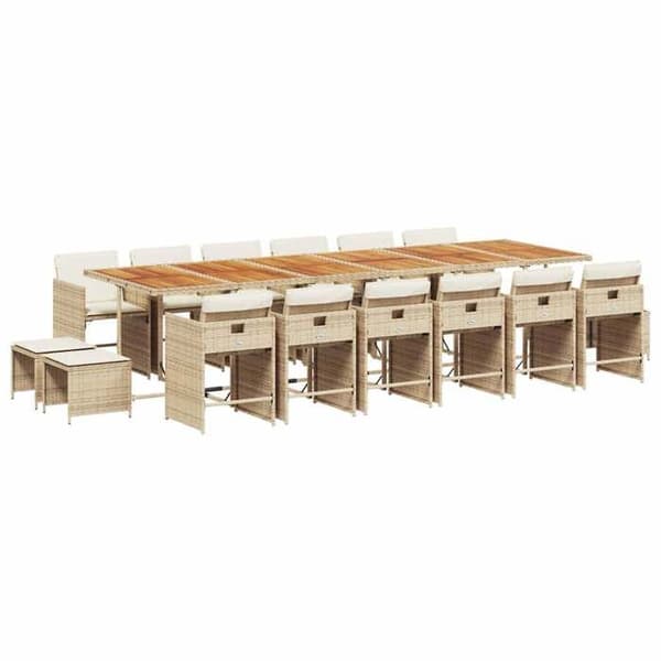Maison Exclusive - Puutarhakalusteryhmä ja tyynyt 17 kpl beige