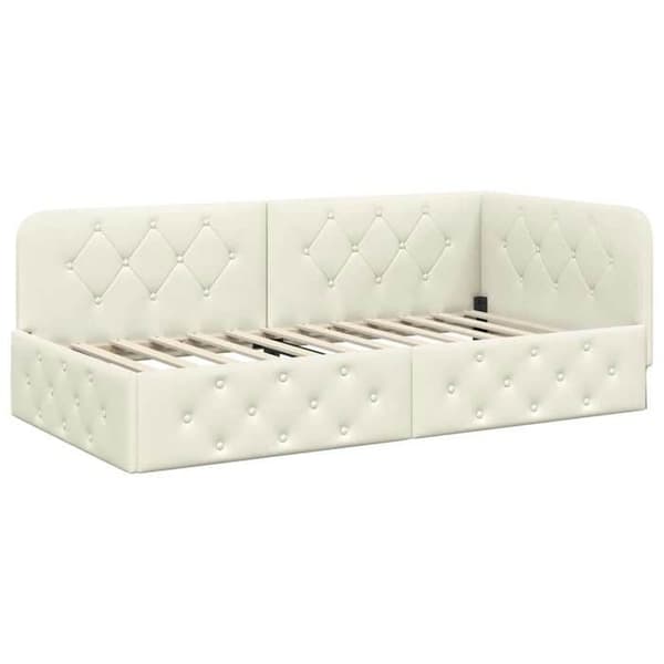 Maison Exclusive - Hörnsängram Creme 90 x 190 cm Sammet