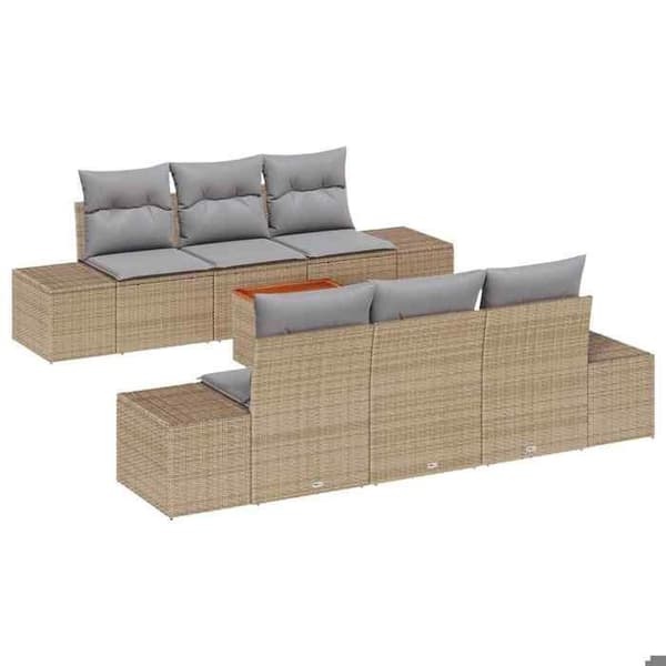 Havemøbel sæt - EKSKLUSIV HUS - Modulær - Beige og lys grå - UV-bestandig poly rattan - 7 dele Beige och ljusgrå