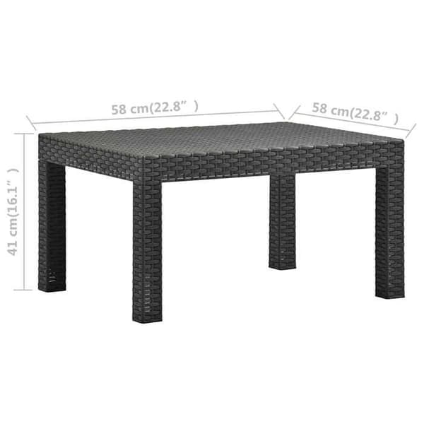 Maison Exclusive - Anthracite-puutarhapöytä 58x58x41 cm PP Rottinki