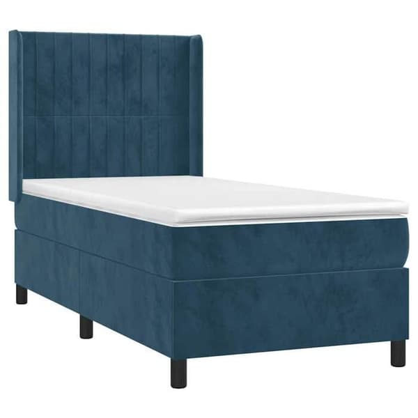 Maison Exclusive - Sängbotten med lameller och mörkblå madrass 80x200 cm Sammet