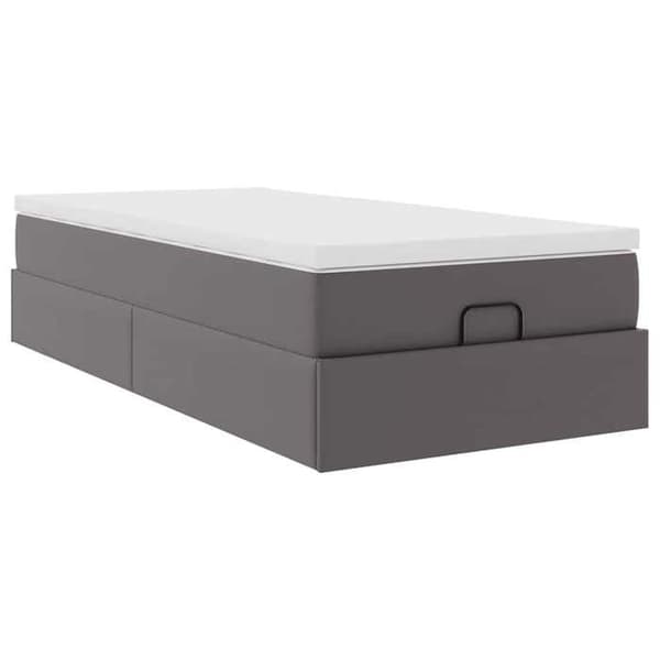 Maison Exclusive - Ottoman sengestel med grå madras 80x200 cm i kunstlæder grå