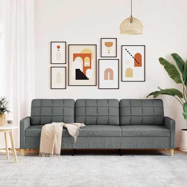 Divaani - MAISON EXCLUSIVE - 3 paikkaa 210 cm - Tummanharmaa - Polyesterikangas - Metallirunko Mörkgrå