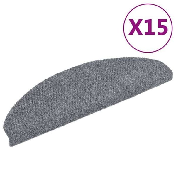 Maison Exclusive - Selvklebende trappetæpper 15 stk 65 x 21 x 4 cm Lys grå Halvmåne Stor Ljusgrått