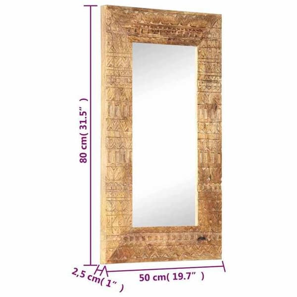 Maison Exclusive - Håndskåret spejl 80x50x2,5 cm i solid mangotræ