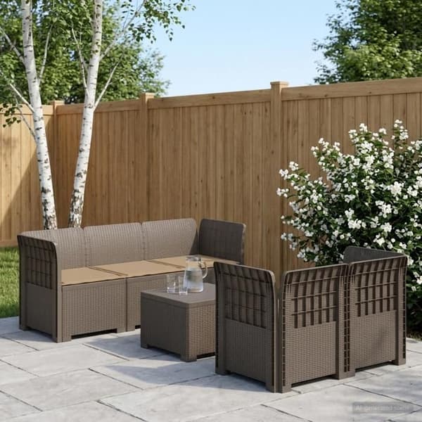 Havemøbel - EKSKLUSIVT HUS - 5 pladser - Rattan-look PP - UV-resistent - Polypropylen struktur - Grå