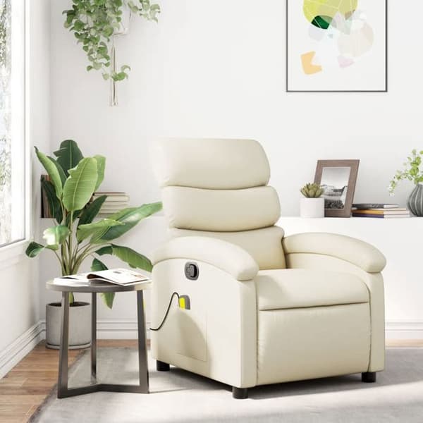 Maison Exclusive - Læderlook massage stol i creme