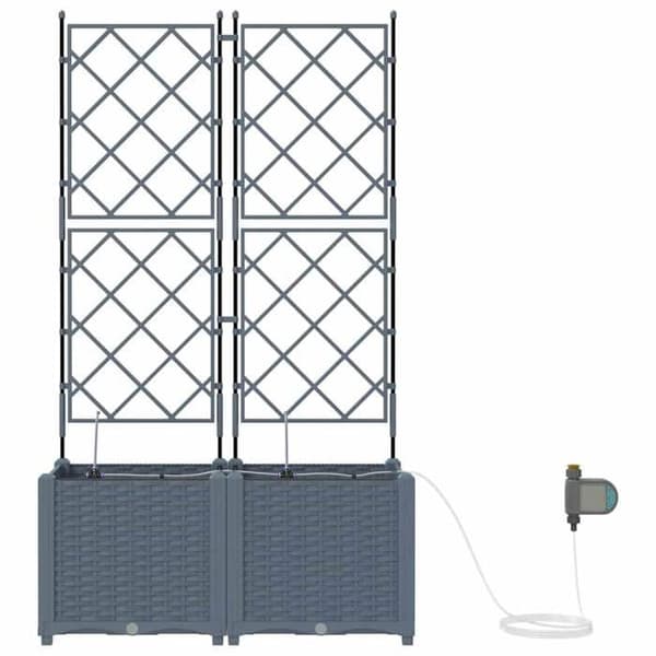 Trädgårdskrukor - EXKLUSIV HEM - 80x40x142 cm - Ljusgrå - Polypropen - Paket med 2 Ljusgrått